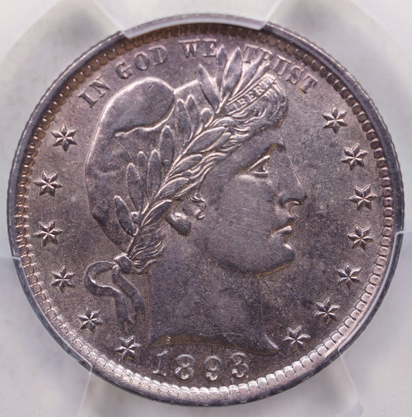 1893 Barber Silver Quarter Nice Eye Appeal, PCGS AU-58, Store Sale #GQR048.