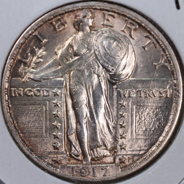 1917 Standing Liberty Quarter, T-2, Mint State Uncirculated Coin, Store #QR0026