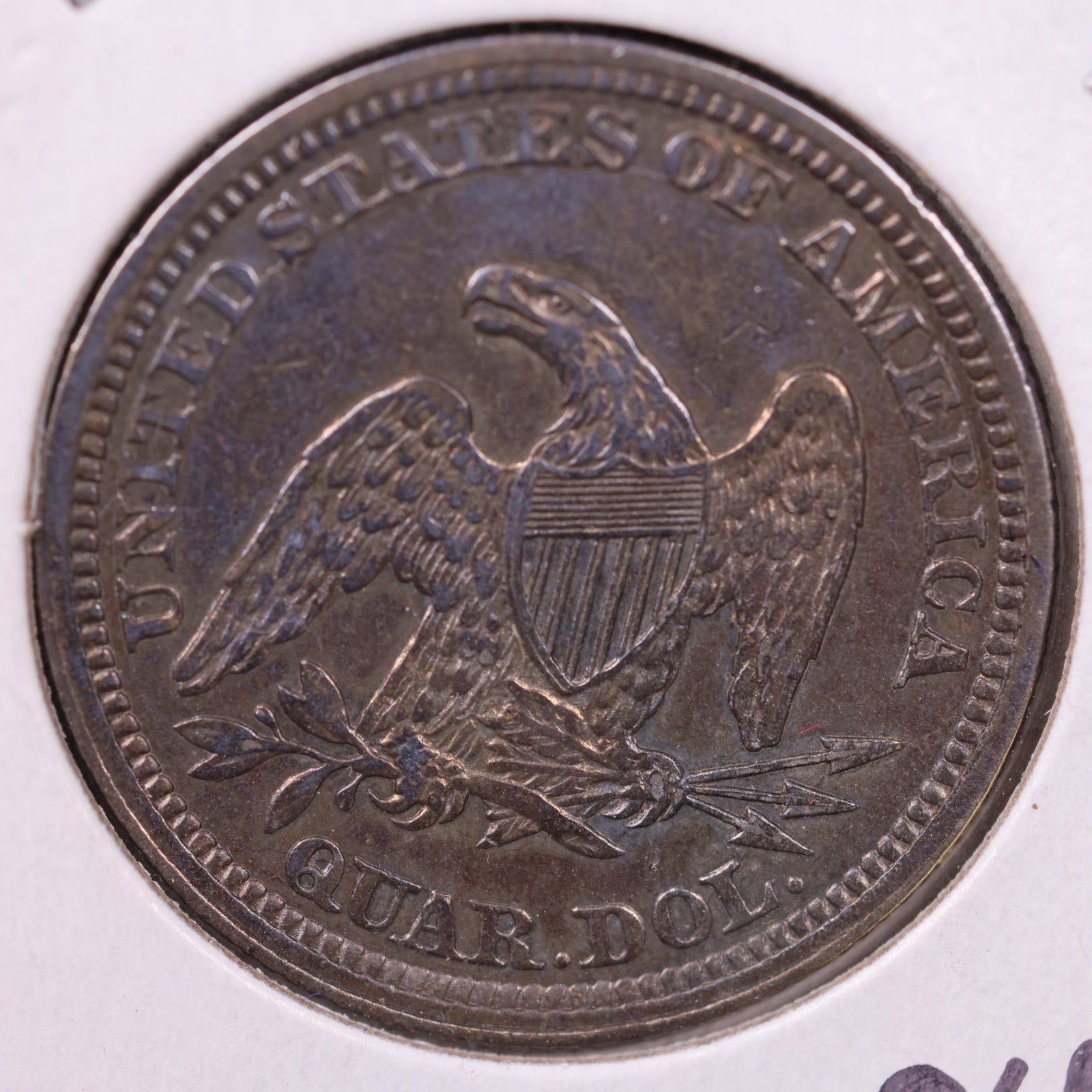 1863 Liberty Seated Quarter., Mint State., Uncirculated Coin., Store #QR1377.
