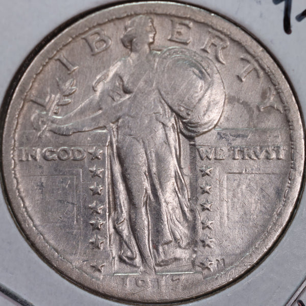 1917 Standing Liberty Quarter, T-2, Fine Circulated Coin, Store #QR0028