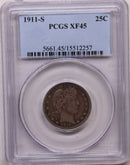 1911-S Barber Silver Quarter, PCGS XF-45, Nice Eye Appeal, Store Sale