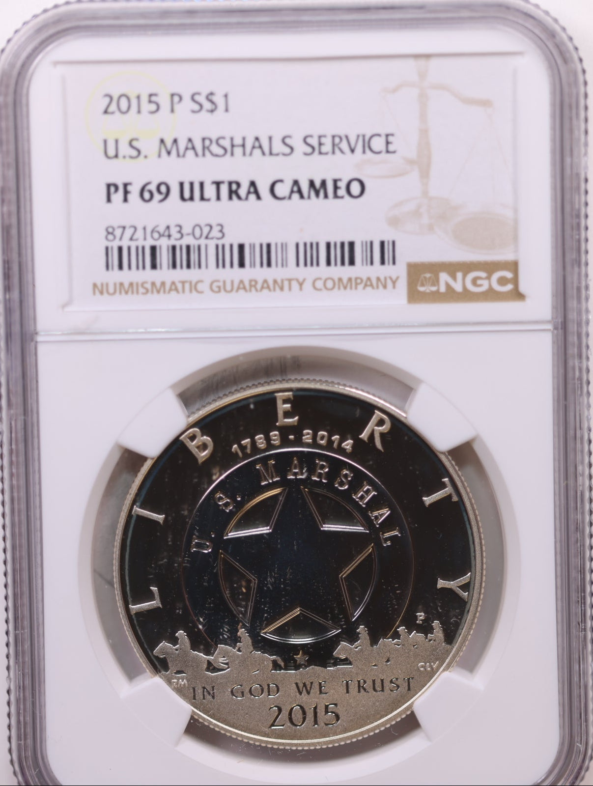 2015-P $1 US Marshalls Service, NGC PF 69 Ultra Cameo, Store #GMC323