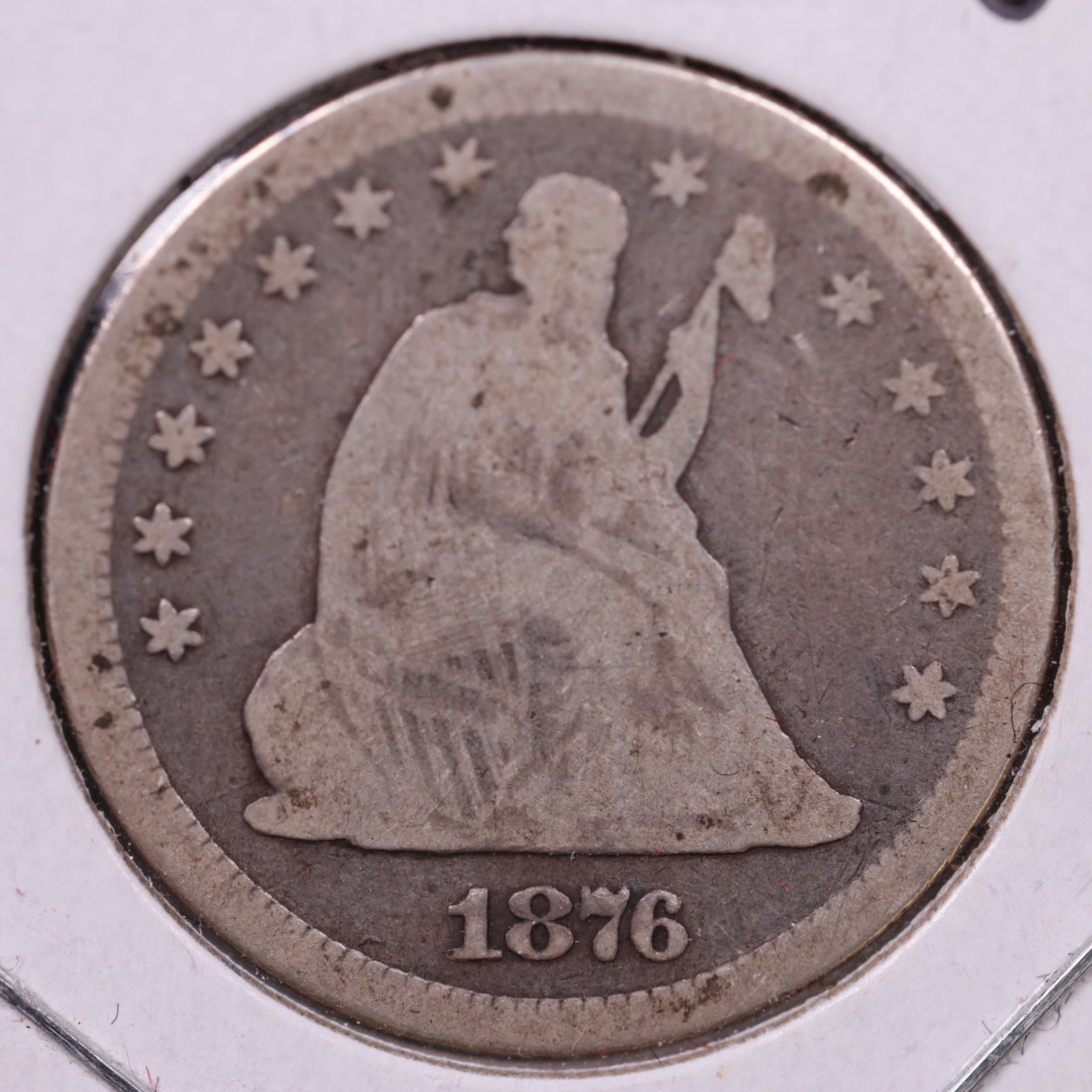 1876 Seated Liberty Quarter, Good Circulated Coin, Store #QR1382.