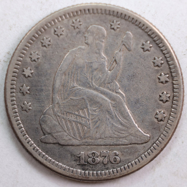 1876 Seated Liberty Quarter, Extra Fine+ Circulated Coin, Store #QR742