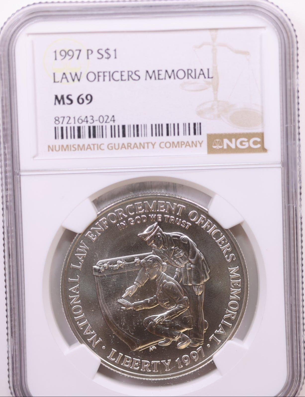 1997-P $1 Law Officers Memorial, NGC MS 69, Store #GMC324