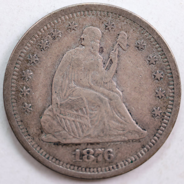 1876-S Seated Liberty Quarter, Extra Fine+ Circulated Coin, Store #QR743