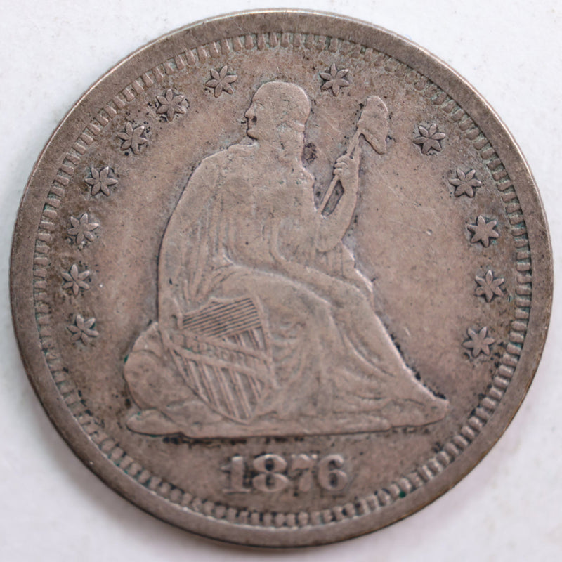1876-S Seated Liberty Quarter, Extra Fine+ Circulated Coin, Store