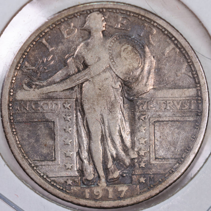1917-S Standing Liberty Quarter, T-1, Very Fine Circulated Coin, Store