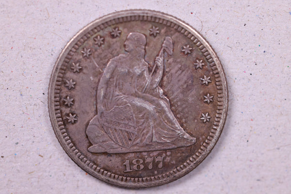 1877 Seated Liberty Quarter, About Uncirculated Coin., Store#1100
