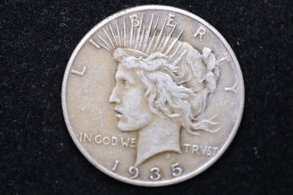 1935 Peace Silver Dollar., Circulated Coin. Large Affordable Dollar Sale #02120
