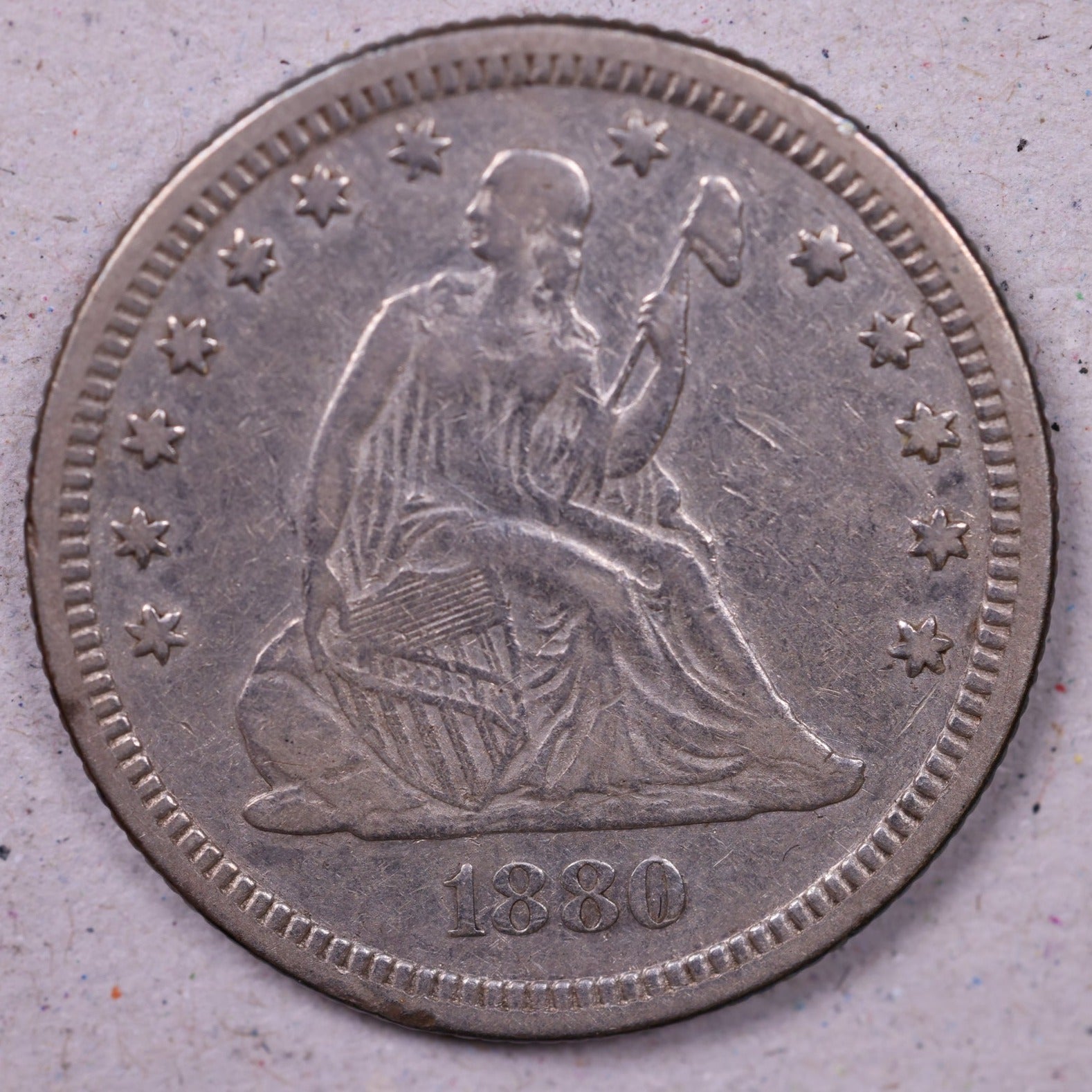 1880 Seated Liberty Quarter, Extra Fine Circulated Coin., Store #QR1394
