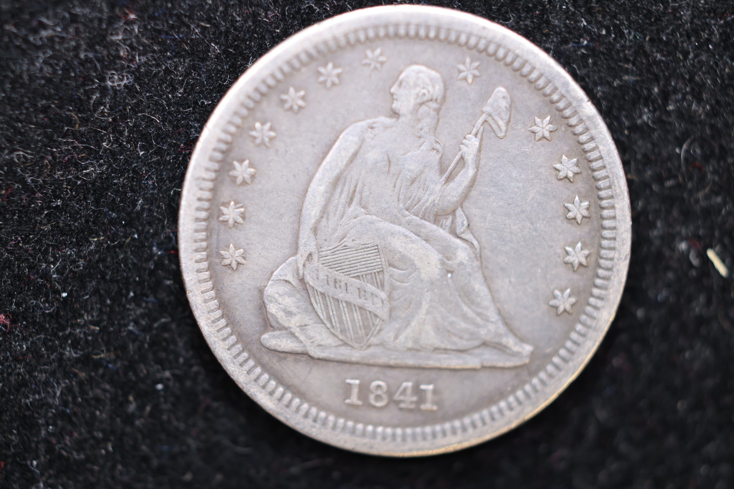1841-O Seated Liberty Quarter., Circulated Coin. Large Affordable Sale #02128