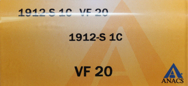 1912-S Lincoln Wheat Cent, ANACS VF 20, Store Sale #GCT056