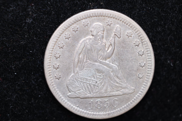 1856 Seated Liberty Quarter., Circulated Coin. Large Affordable Sale #02130