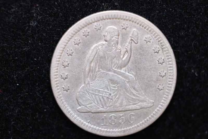 1856 Seated Liberty Quarter., Circulated Coin. Large Affordable Sale