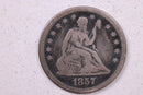 1857-O Seated Liberty Quarter., Very Fine Circulated Coin., Store