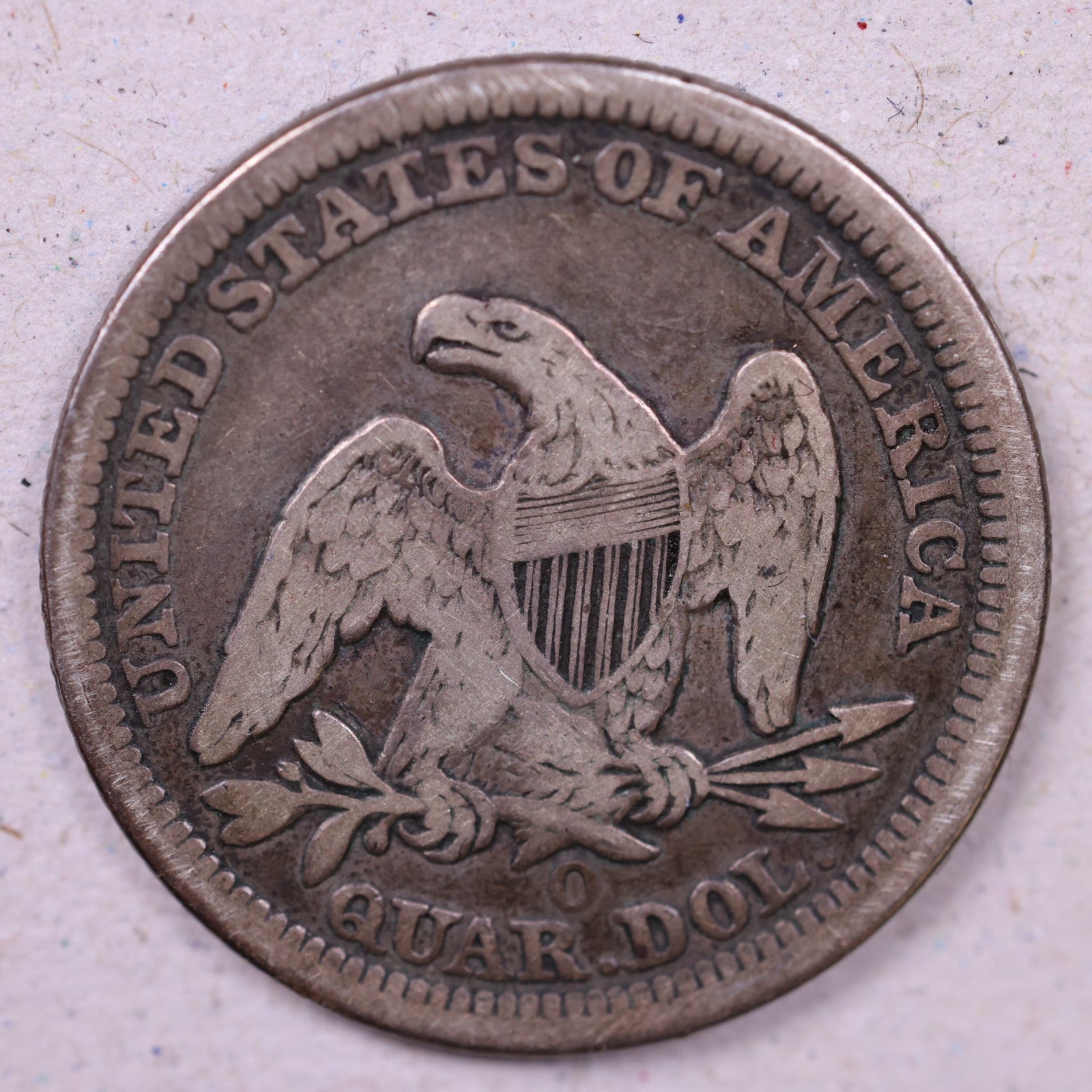 1857-O Seated Liberty Quarter., Very Fine Circulated Coin., Store#QR1363