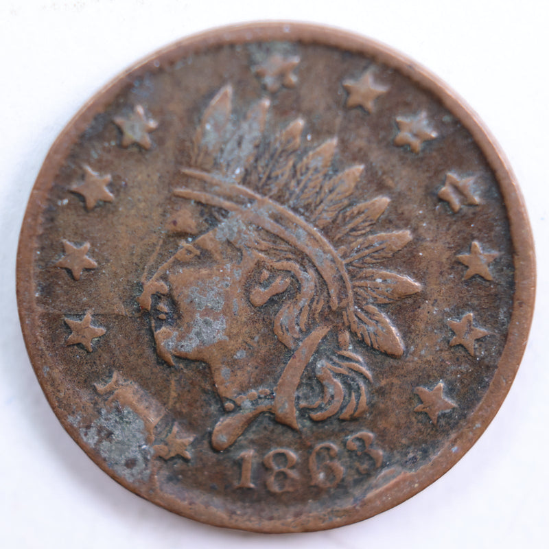 1861-64 Civil War Patriotic Token, Fine Circulated Coin, Store