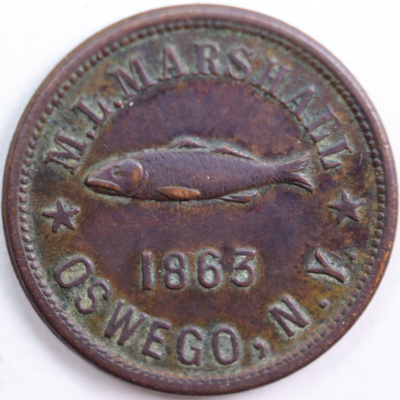 1861-64 Civil War Store Card, M.L. MARSHALL, About Uncirculated Coin, Store