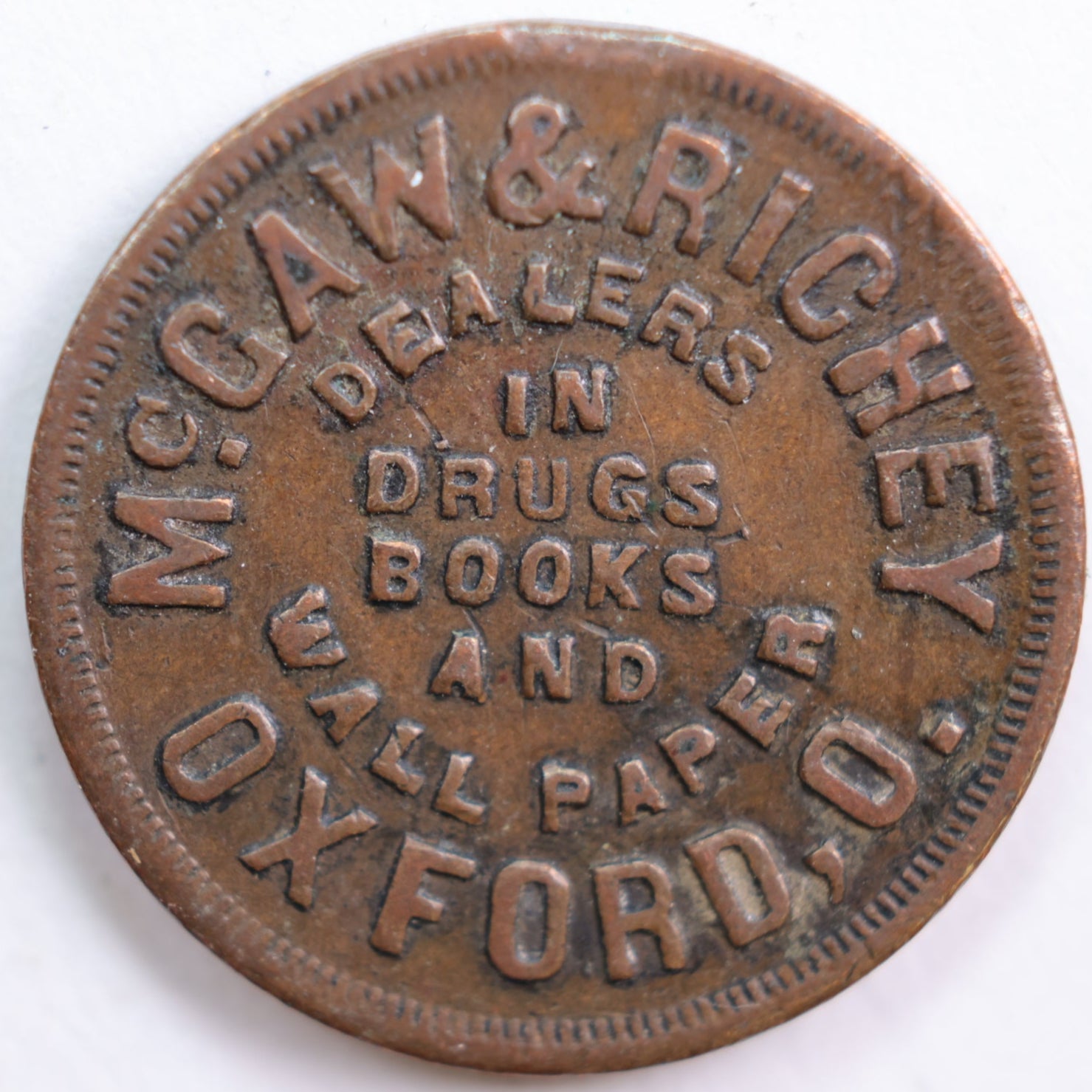 1861-64 Civil War Store Card, McCaw and Richey, Extra Fine Circulated Coin, Store #CN008