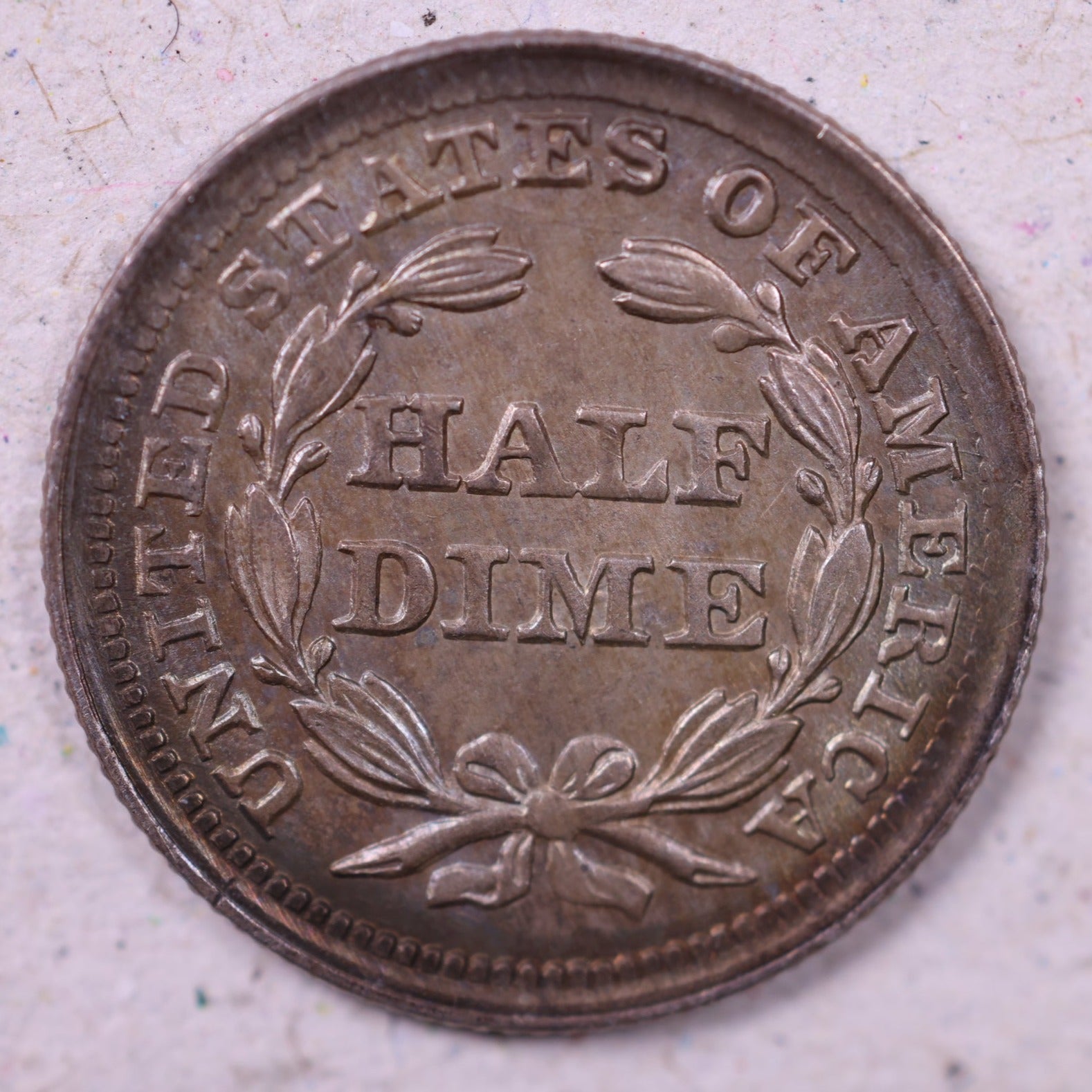 1857 Seated Liberty Half Dime., Mint State., Uncirculated Coin., Store#1123