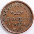 1861-64 Civil War Store Card, Hamilton Grocers, Extra Fine Circulated Coin, Store