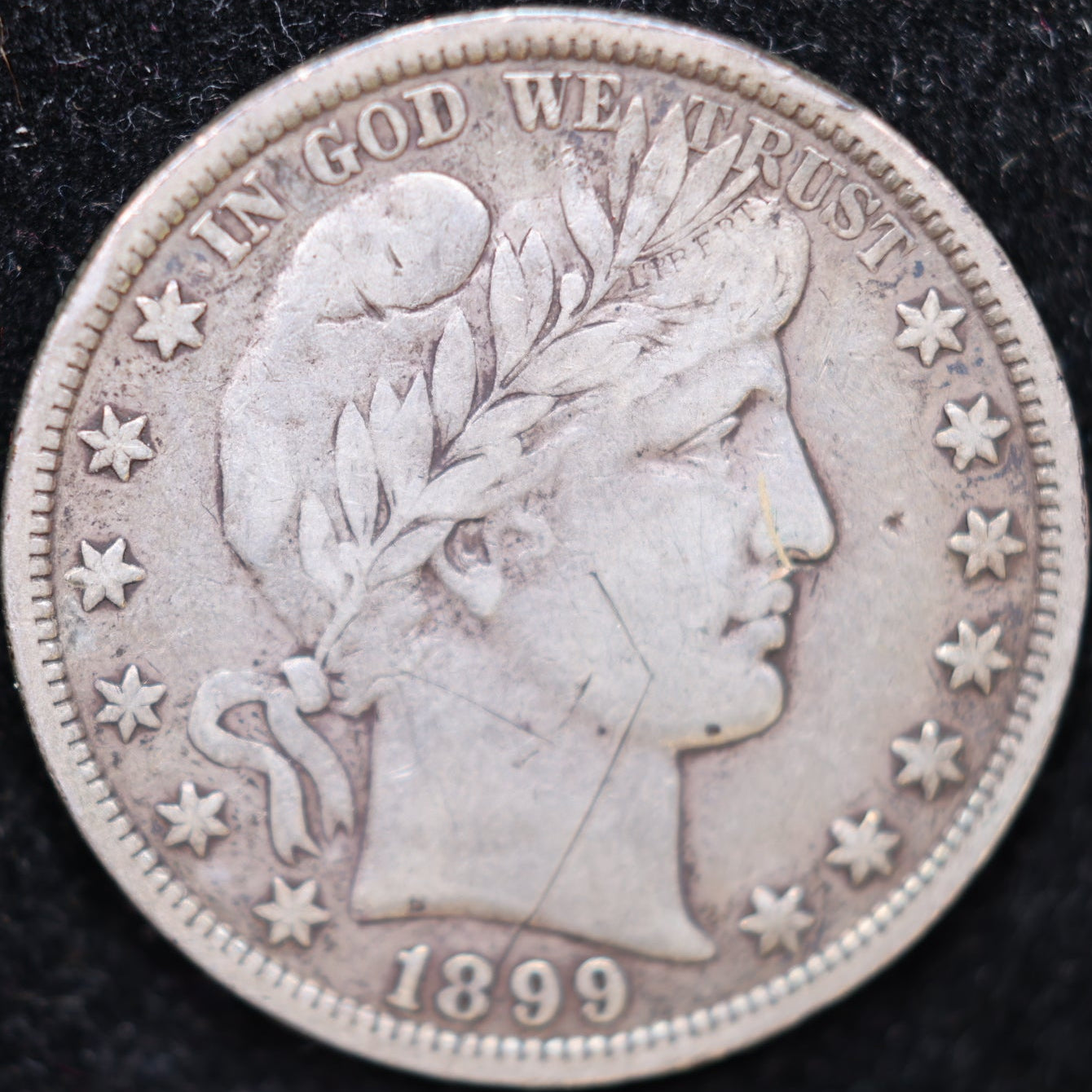 1899 Barber Silver Half Dollar, Fine+ Circulated Coin, Store #HR229