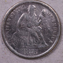 1875-CC Seated Liberty Dime., Extra Fine Details Circulated Coin., Store