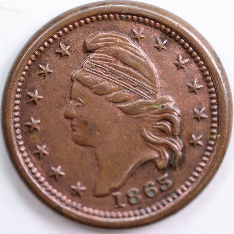 1861-64 Civil War Patriotic Token, Uncirculated Coin, Store