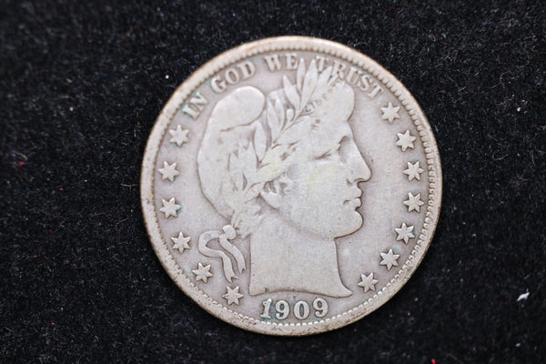 1909 Barber Half Dollar., Circulated Coin. Large Affordable Sale #HR392