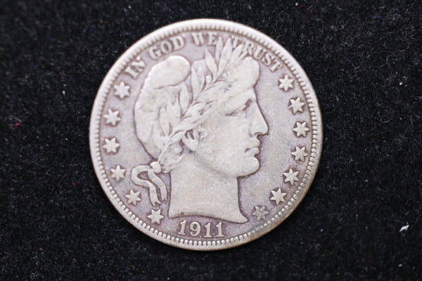1911-D Barber Half Dollar., Circulated Coin. Large Affordable Sale #02148