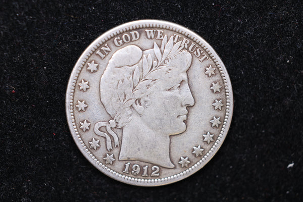 1912 Barber Half Dollar., Circulated Coin. Large Affordable Sale #HR417