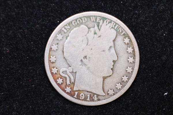 1914 Barber Half Dollar., Circulated Coin. Large Affordable Sale #HR422