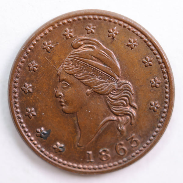 1861-64 Civil War Store Card, E.W. Atwood, About Uncirculated Coin, Store #CN025