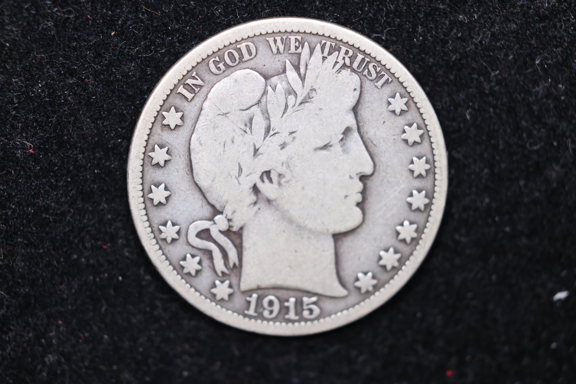 1915 Barber Half Dollar., Circulated Coin. Large Affordable Sale #HR428