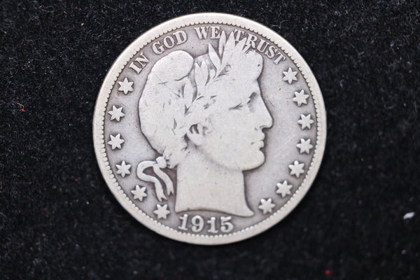 1915 Barber Half Dollar., Circulated Coin. Large Affordable Sale #HR428