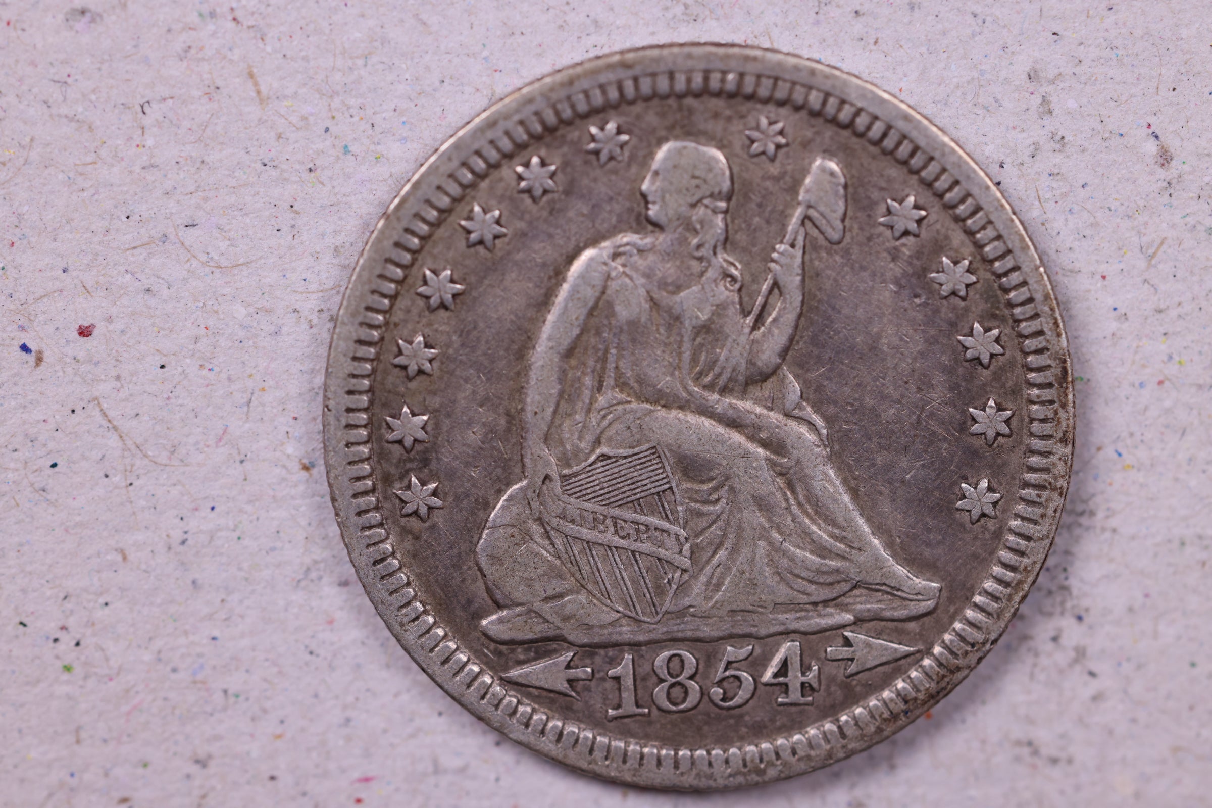 1854 Seated Liberty Quarter., Extra Fine Circulated Coin., Store#1137