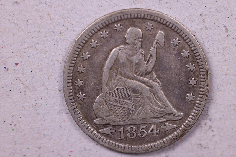 1854 Seated Liberty Quarter., Extra Fine Circulated Coin., Store