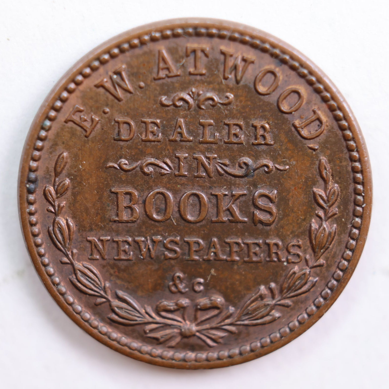 1861-64 Civil War Store Card, E.W. Atwood, About Uncirculated Coin, Store #CN025