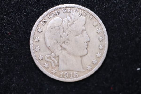 1915-D Barber Half Dollar., Circulated Coin. Large Affordable Sale #HR432