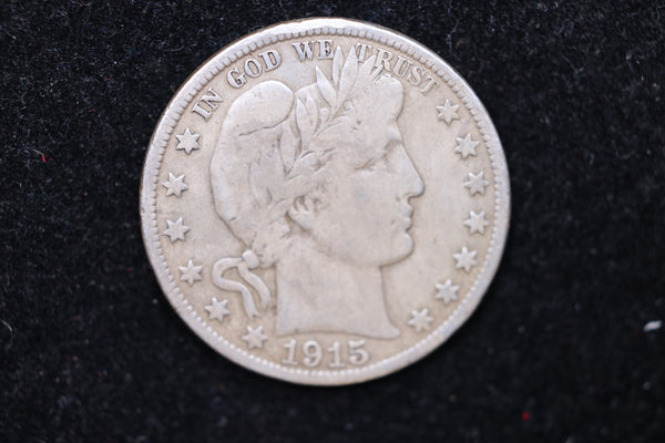 1915-D Barber Half Dollar., Circulated Coin. Large Affordable Sale #02155