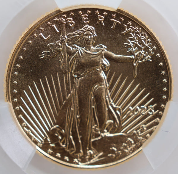 2023 $5 Gold American Eagle, 1/10 Gold Coin, CAC Graded MS-70. Store #G0005
