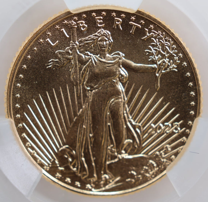 2023 $5 Gold American Eagle, 1/10 Gold Coin, CAC Graded MS-70. Store
