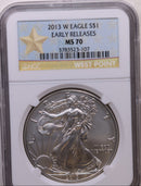 2013-W American Silver Eagle, Burnished Strike, NGC MS70, Store