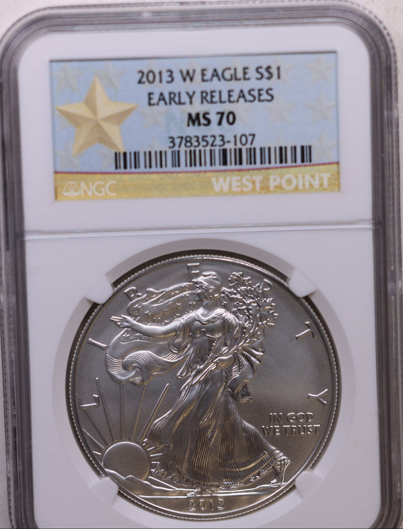 2013-W American Silver Eagle, Burnished Strike, NGC MS70, Store