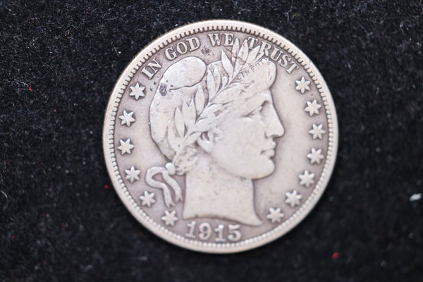 1915-S Barber Half Dollar., Circulated Coin. Large Affordable Sale #02156