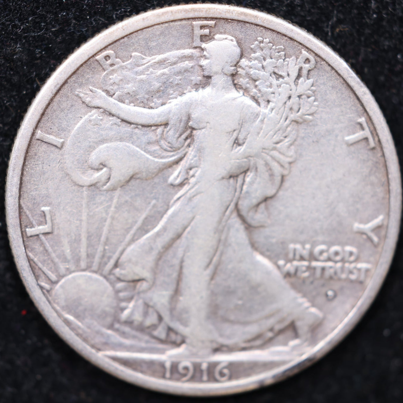 1916-D Walking Liberty Half Dollar, Very Fine Circulated Coin, Store #02157