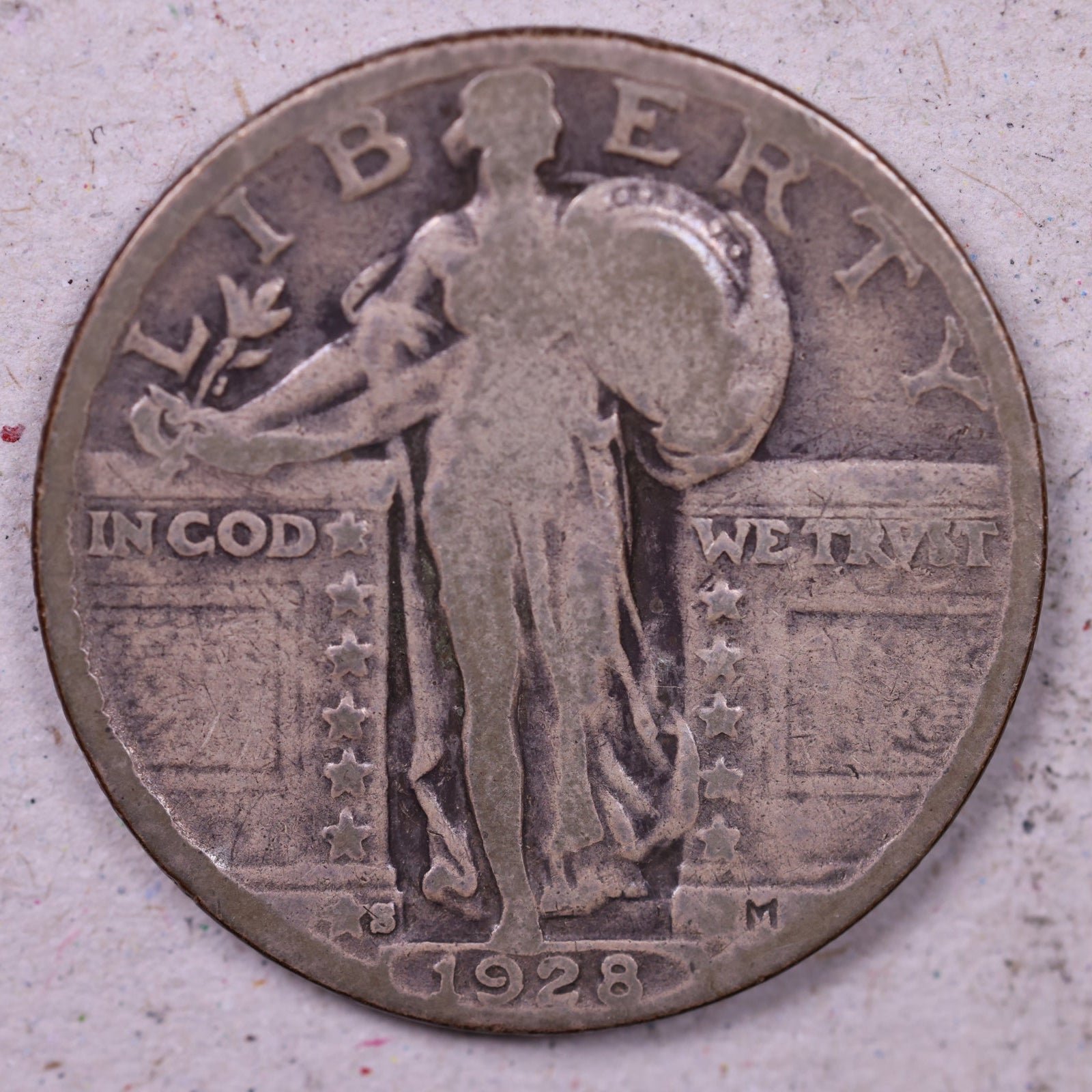 1928-S Standing Liberty Silver Quarter, Very Good Circulated Coin, Store #QR1667.