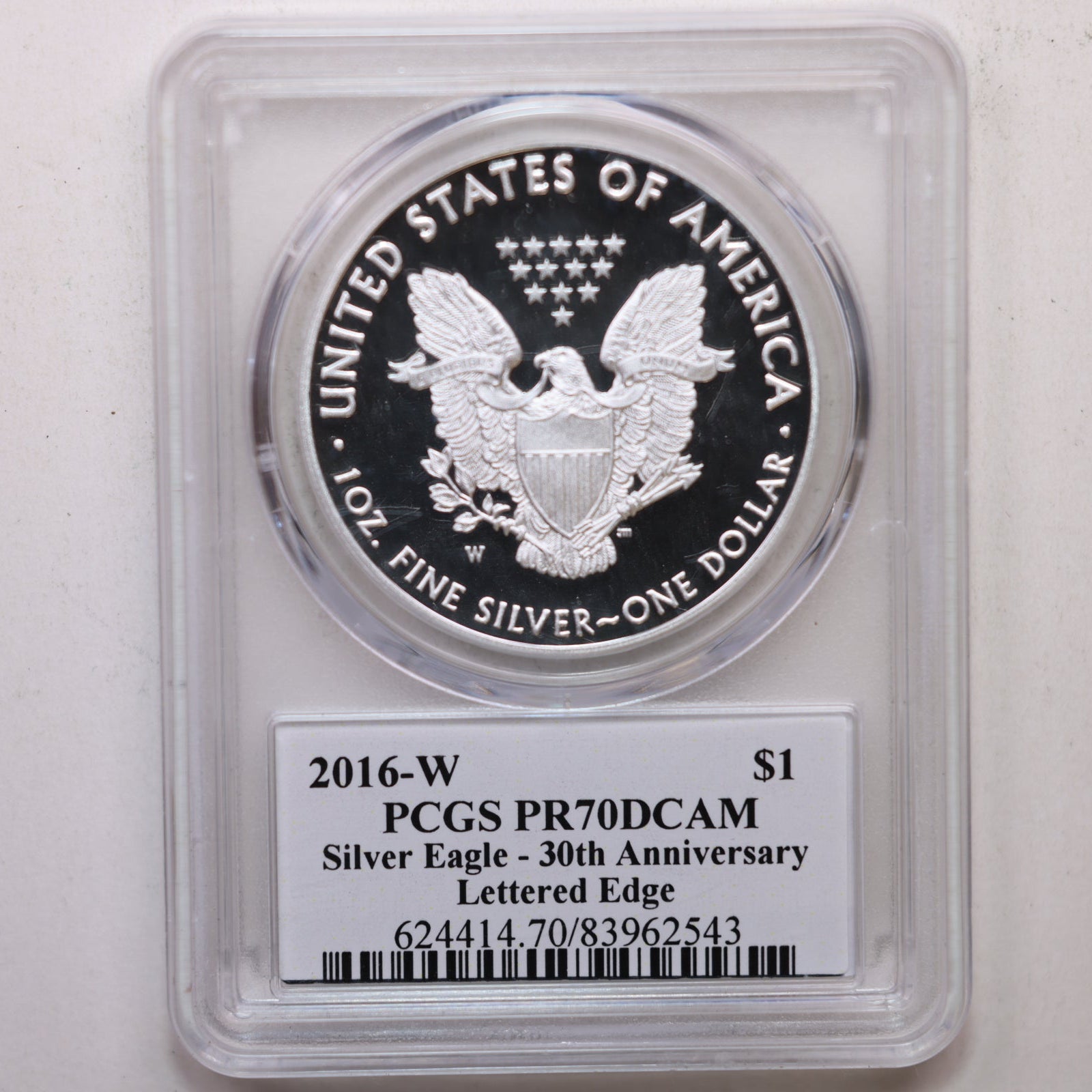 2016-W American Silver Eagle, 'Premier' Label, PCGS PF70, Store #AE0248