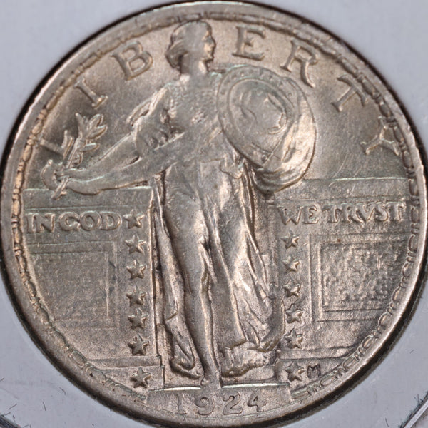 1924 Standing Liberty Quarter, Abt Uncirculated+ Coin, Store #QR0084